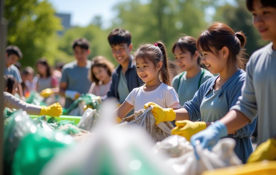 Group of diverse people collaborating on an environmental project